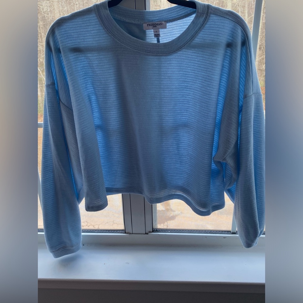 Blue, soft crop top sweater.